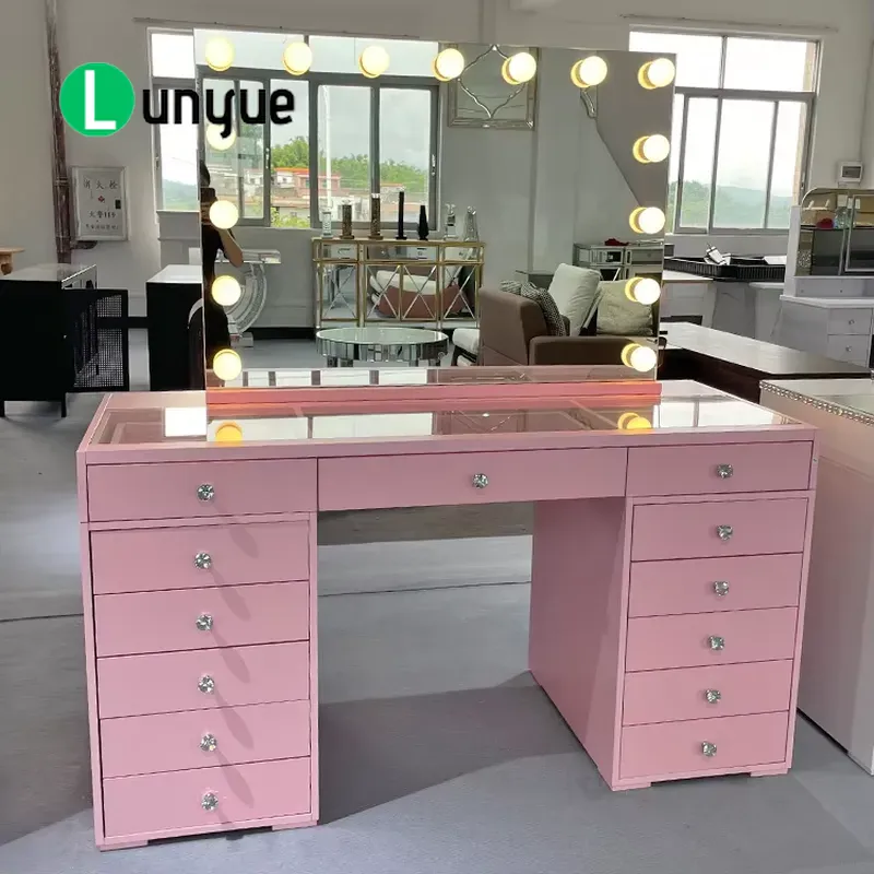 Roze houten kaptafel met spieg - Beauty Makeup Vanity Set recensie en prijs