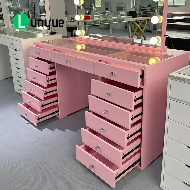 Roze houten kaptafel met spieg - Beauty Makeup Vanity Set recensie en prijs
